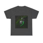 Unisex Glowing Bionic Heart in Moss T-Shirt | Sci-Fi Forest Wear