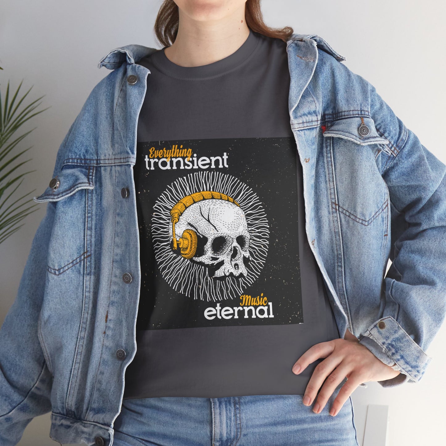 Unisex Music Eternal Skull Graphic Tee - DJ Headphones Vintage Art