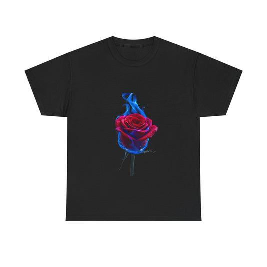 Unisex Blazing Blue Rose T-Shirt - Fire & Flower Graphic Tee