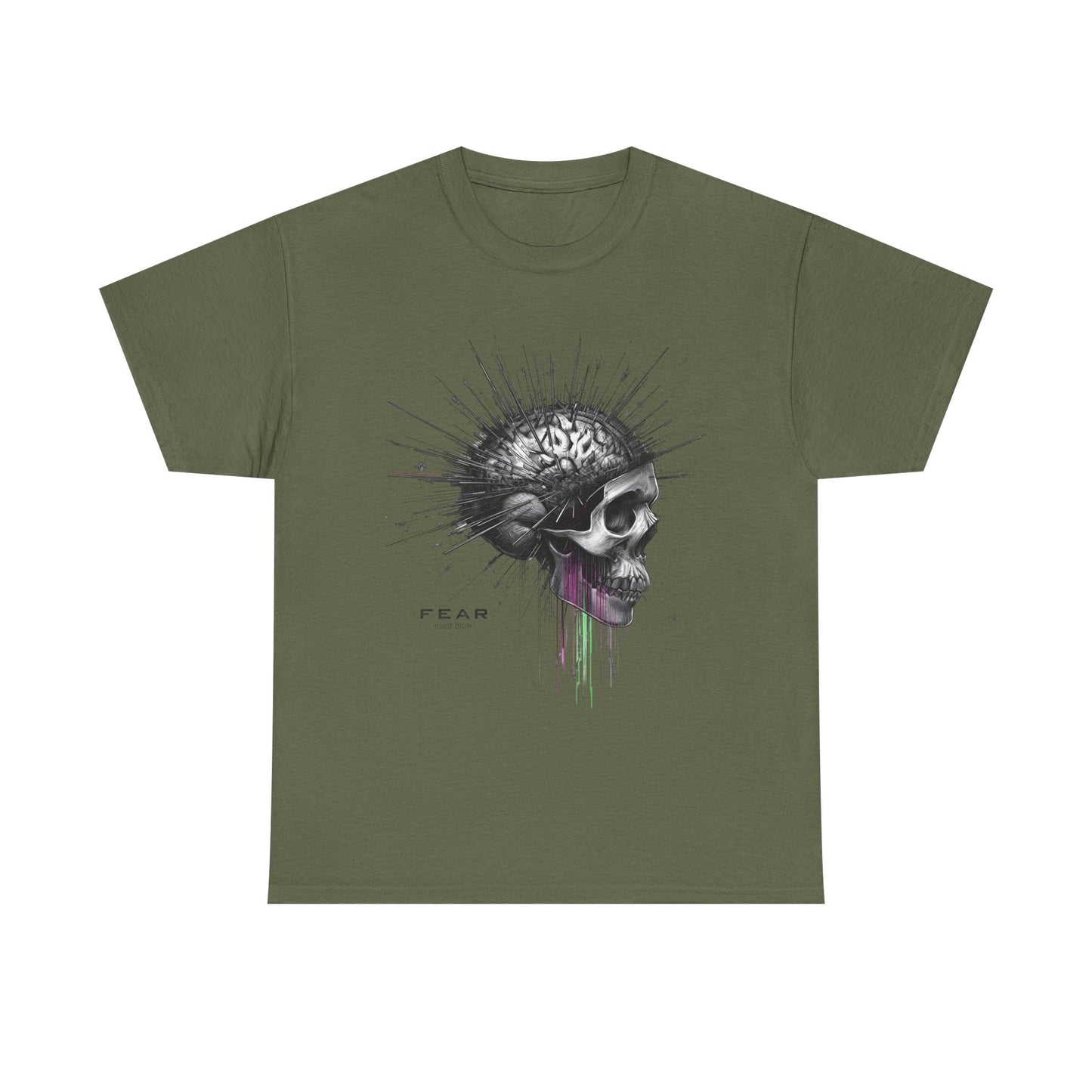 Unisex 'Exploding Mind' T-Shirt - Skull, Brain & FEAR Anxiety Graphic Tee