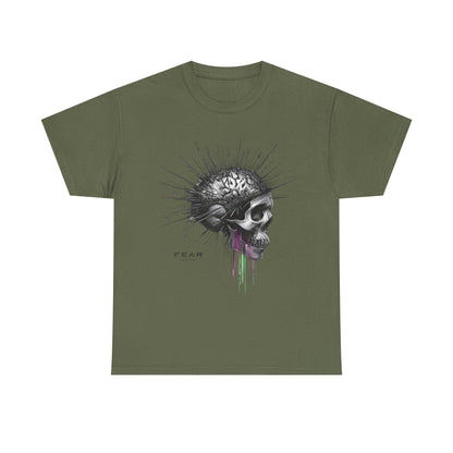Unisex 'Exploding Mind' T-Shirt - Skull, Brain & FEAR Anxiety Graphic Tee