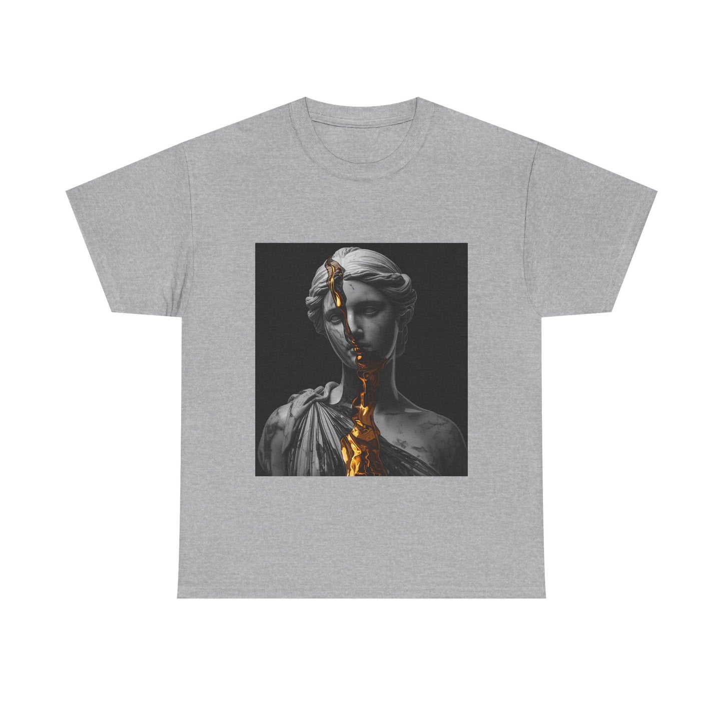 Unisex Golden Fracture Statue T-Shirt | Marble Sculpture & Gold Liquid Art