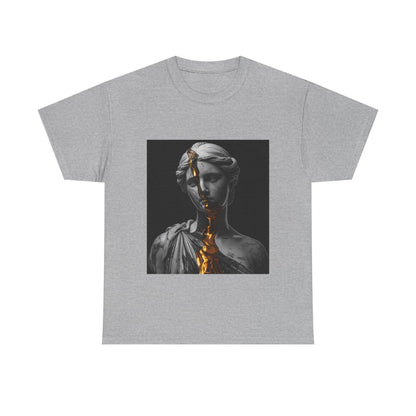 Unisex Golden Fracture Statue T-Shirt | Marble Sculpture & Gold Liquid Art