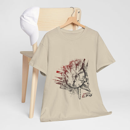 YOUR TIME IS DONE Skull Graphic Tee - Claw Hand Clock Print