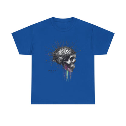 Unisex 'Exploding Mind' T-Shirt - Skull, Brain & FEAR Anxiety Graphic Tee