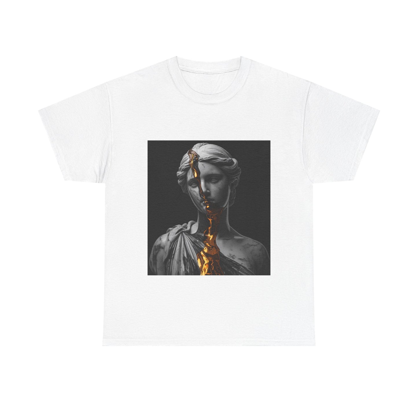 Unisex Golden Fracture Statue T-Shirt | Marble Sculpture & Gold Liquid Art