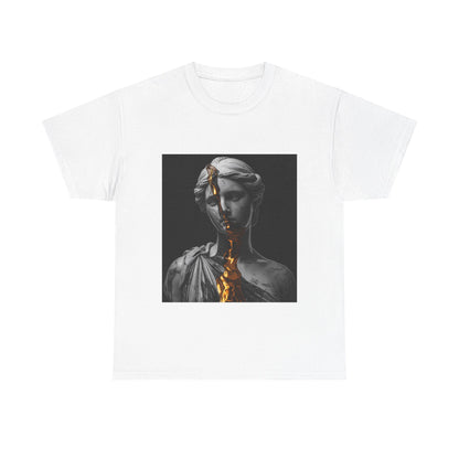 Unisex Golden Fracture Statue T-Shirt | Marble Sculpture & Gold Liquid Art