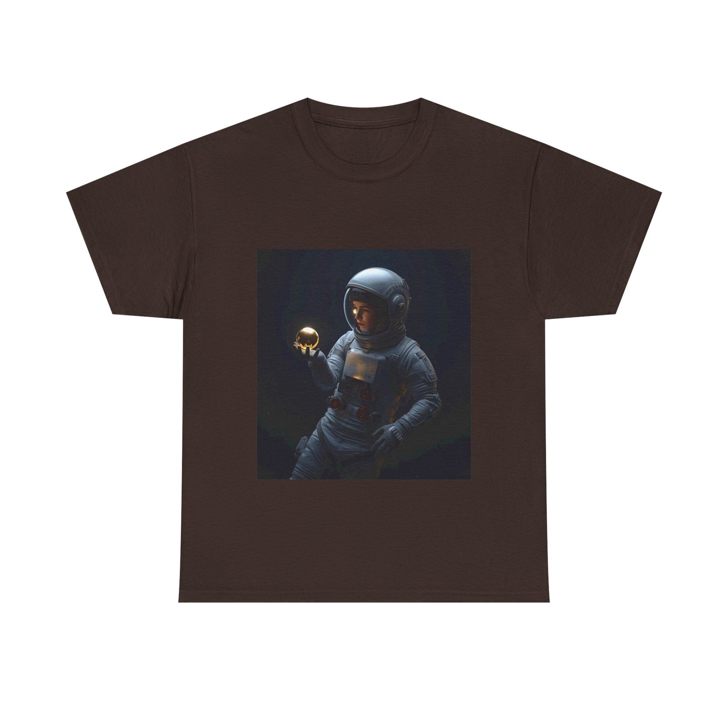 Unisex 'Cosmic Treasure' T-Shirt - Astronaut Holding Golden Orb Graphic Tee
