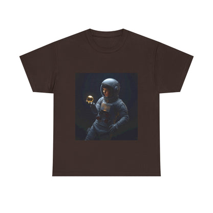Unisex 'Cosmic Treasure' T-Shirt - Astronaut Holding Golden Orb Graphic Tee