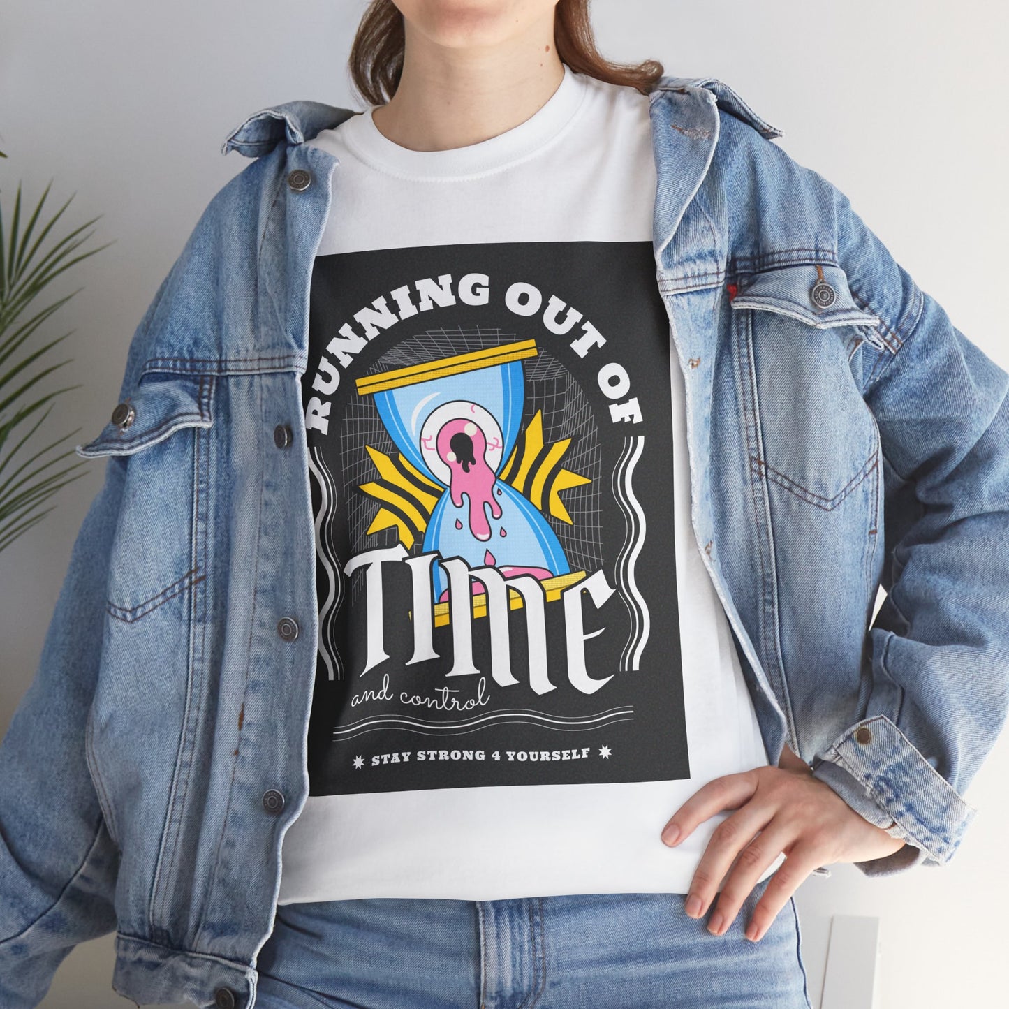 **Unisex Running Out of Time and Control Graphic T-Shirt - Hourglass Anxiety Tee**