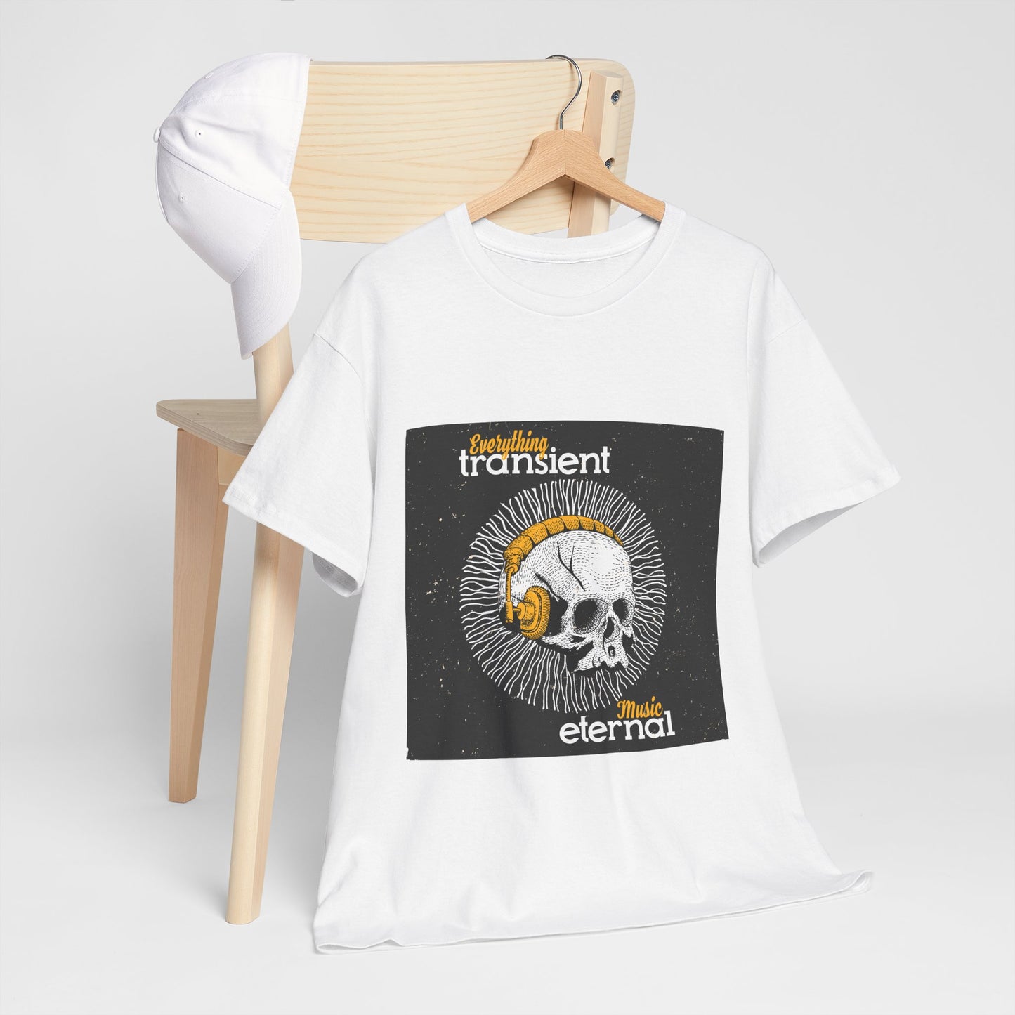 Unisex Music Eternal Skull Graphic Tee - DJ Headphones Vintage Art