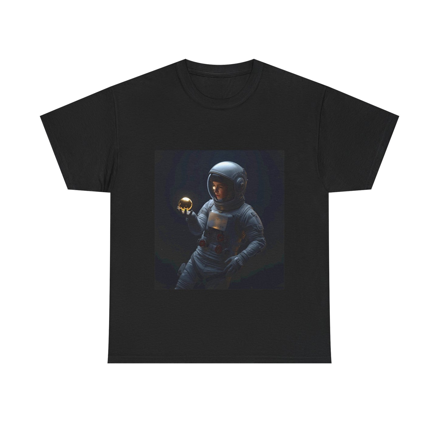 Unisex 'Cosmic Treasure' T-Shirt - Astronaut Holding Golden Orb Graphic Tee