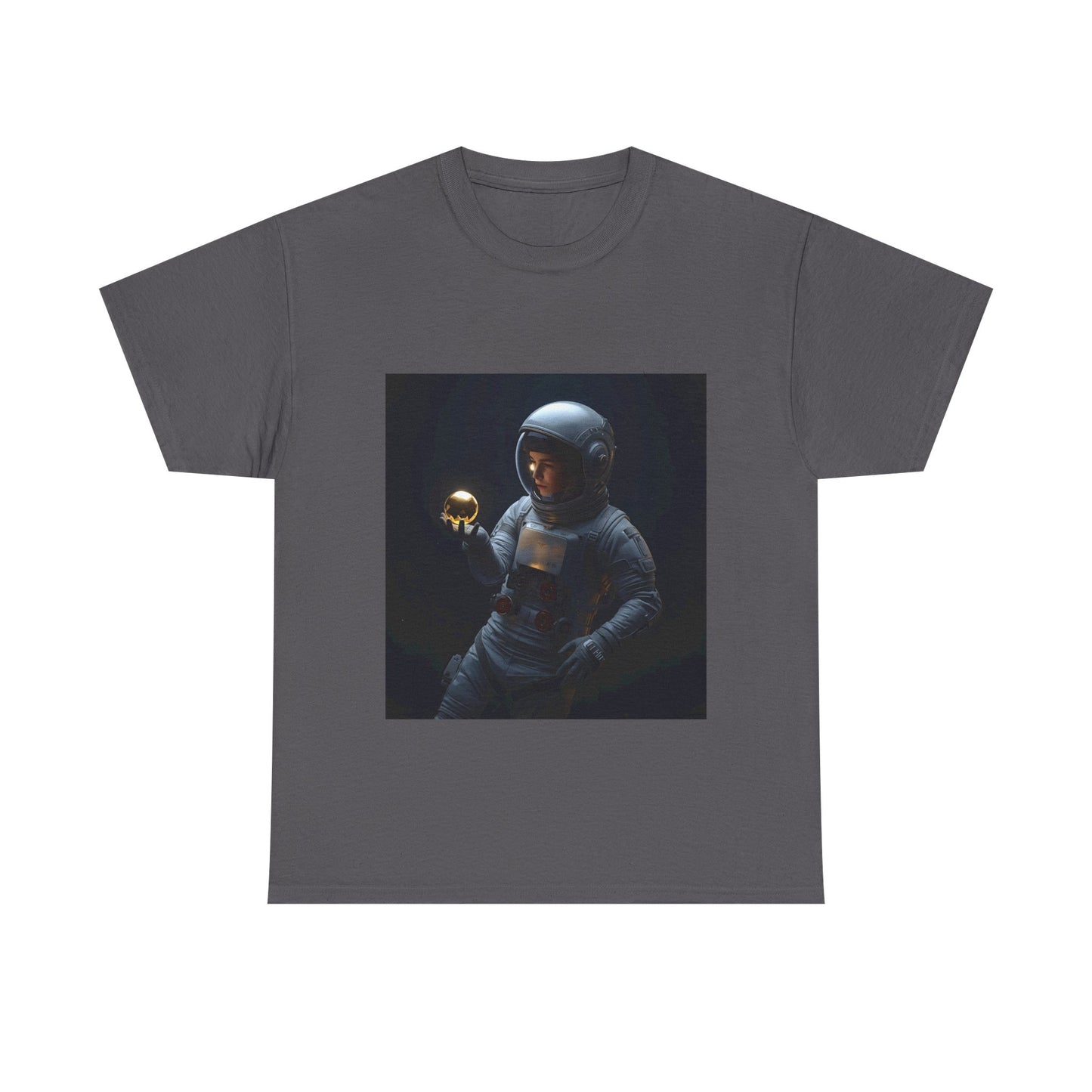 Unisex 'Cosmic Treasure' T-Shirt - Astronaut Holding Golden Orb Graphic Tee