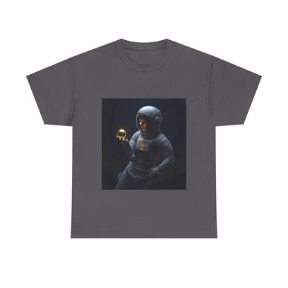 Unisex 'Cosmic Treasure' T-Shirt - Astronaut Holding Golden Orb Graphic Tee