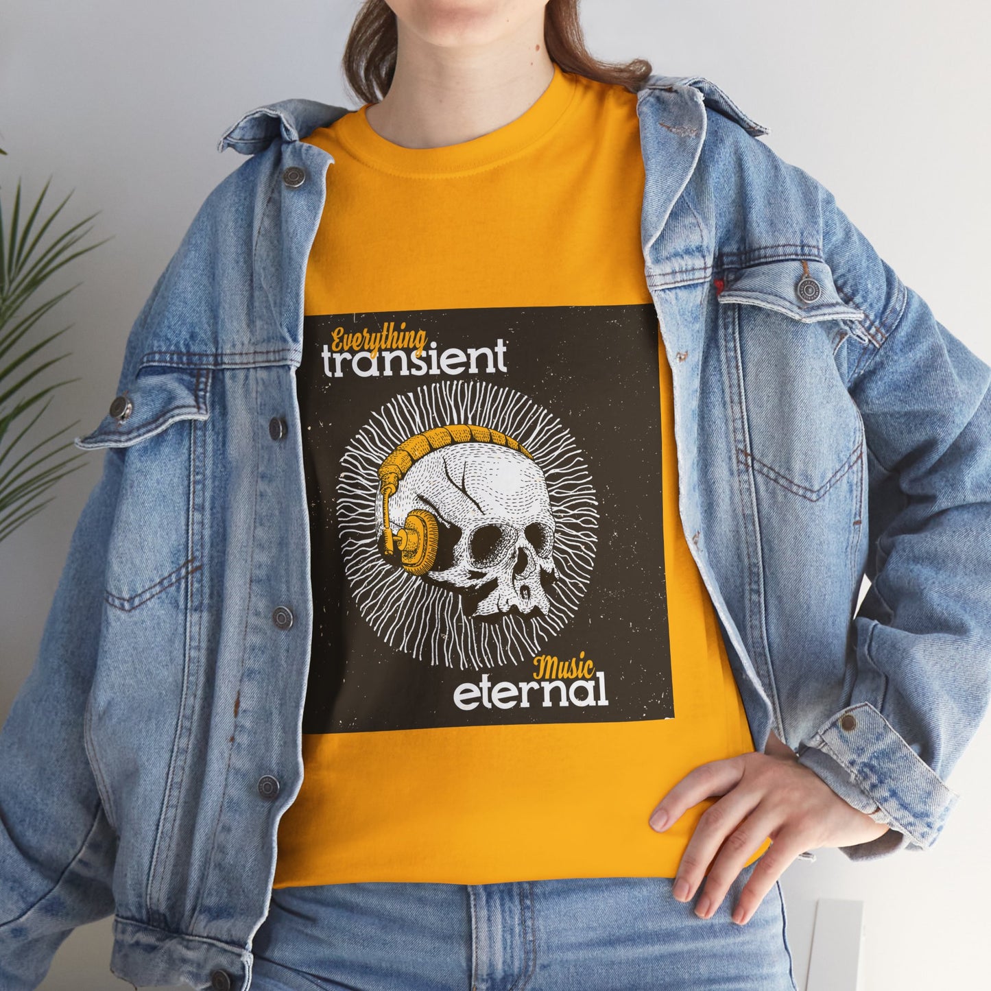 Unisex Music Eternal Skull Graphic Tee - DJ Headphones Vintage Art