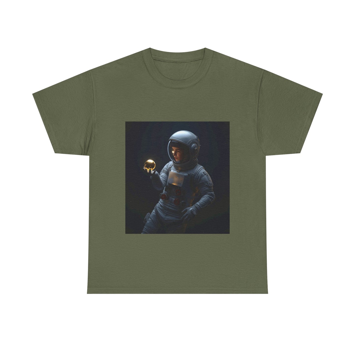 Unisex 'Cosmic Treasure' T-Shirt - Astronaut Holding Golden Orb Graphic Tee