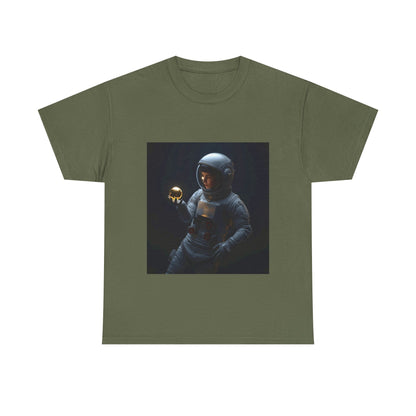 Unisex 'Cosmic Treasure' T-Shirt - Astronaut Holding Golden Orb Graphic Tee