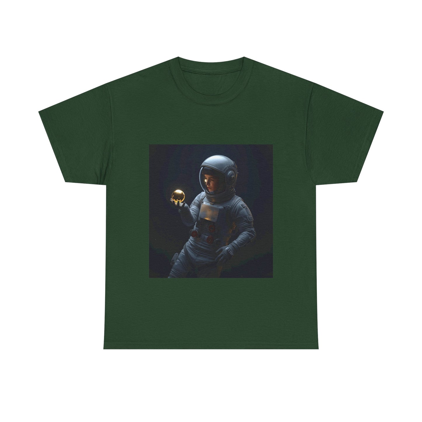 Unisex 'Cosmic Treasure' T-Shirt - Astronaut Holding Golden Orb Graphic Tee