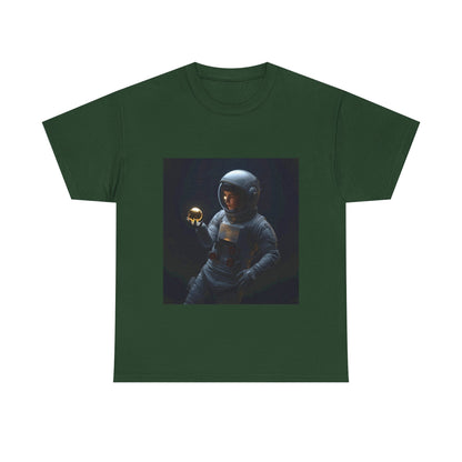 Unisex 'Cosmic Treasure' T-Shirt - Astronaut Holding Golden Orb Graphic Tee