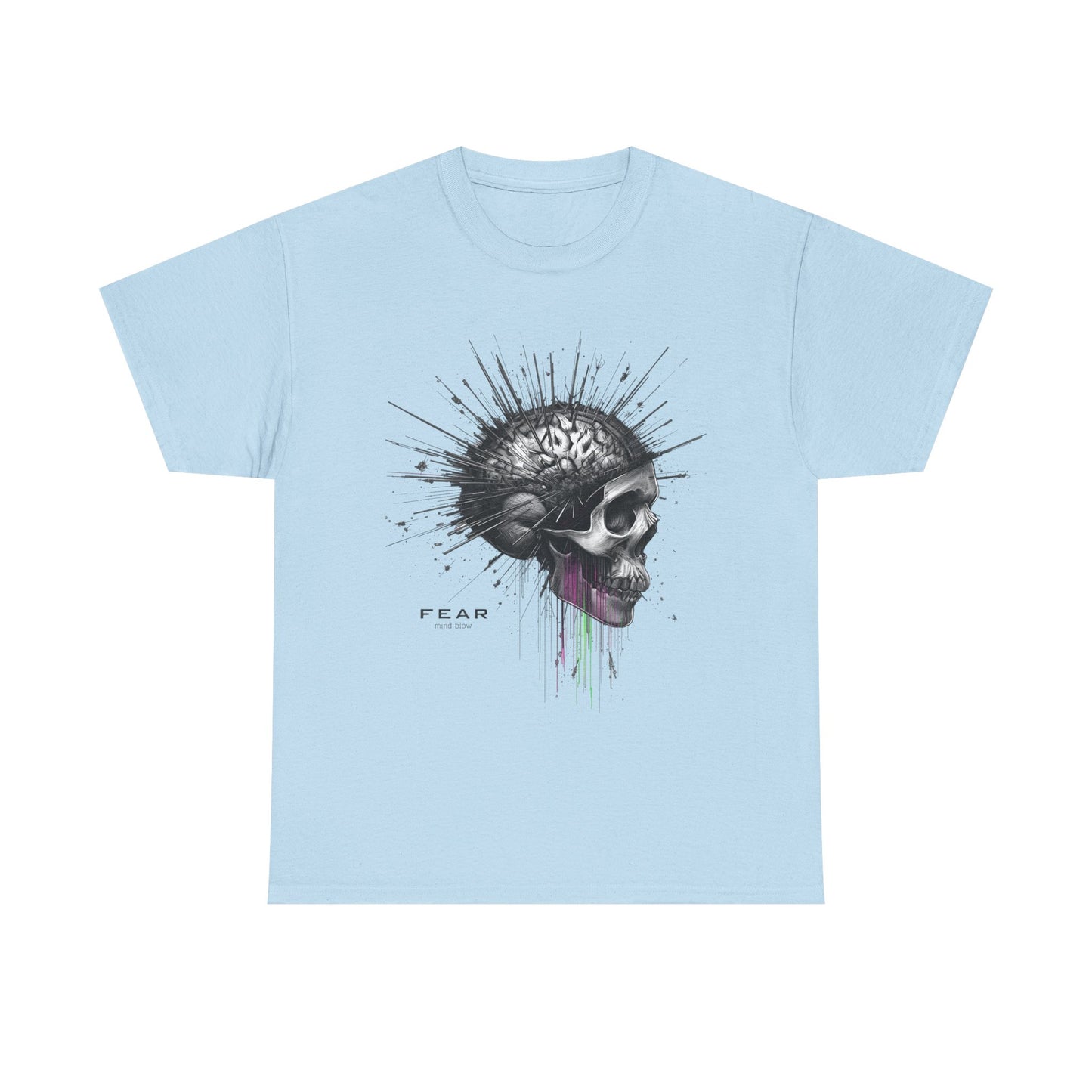 Unisex 'Exploding Mind' T-Shirt - Skull, Brain & FEAR Anxiety Graphic Tee