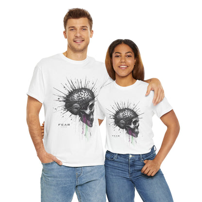 Unisex 'Exploding Mind' T-Shirt - Skull, Brain & FEAR Anxiety Graphic Tee