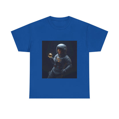 Unisex 'Cosmic Treasure' T-Shirt - Astronaut Holding Golden Orb Graphic Tee