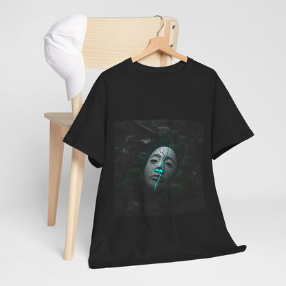 Unisex Cracked Mask in Moss T-Shirt | Mysterious Forest Aesthetic Tee