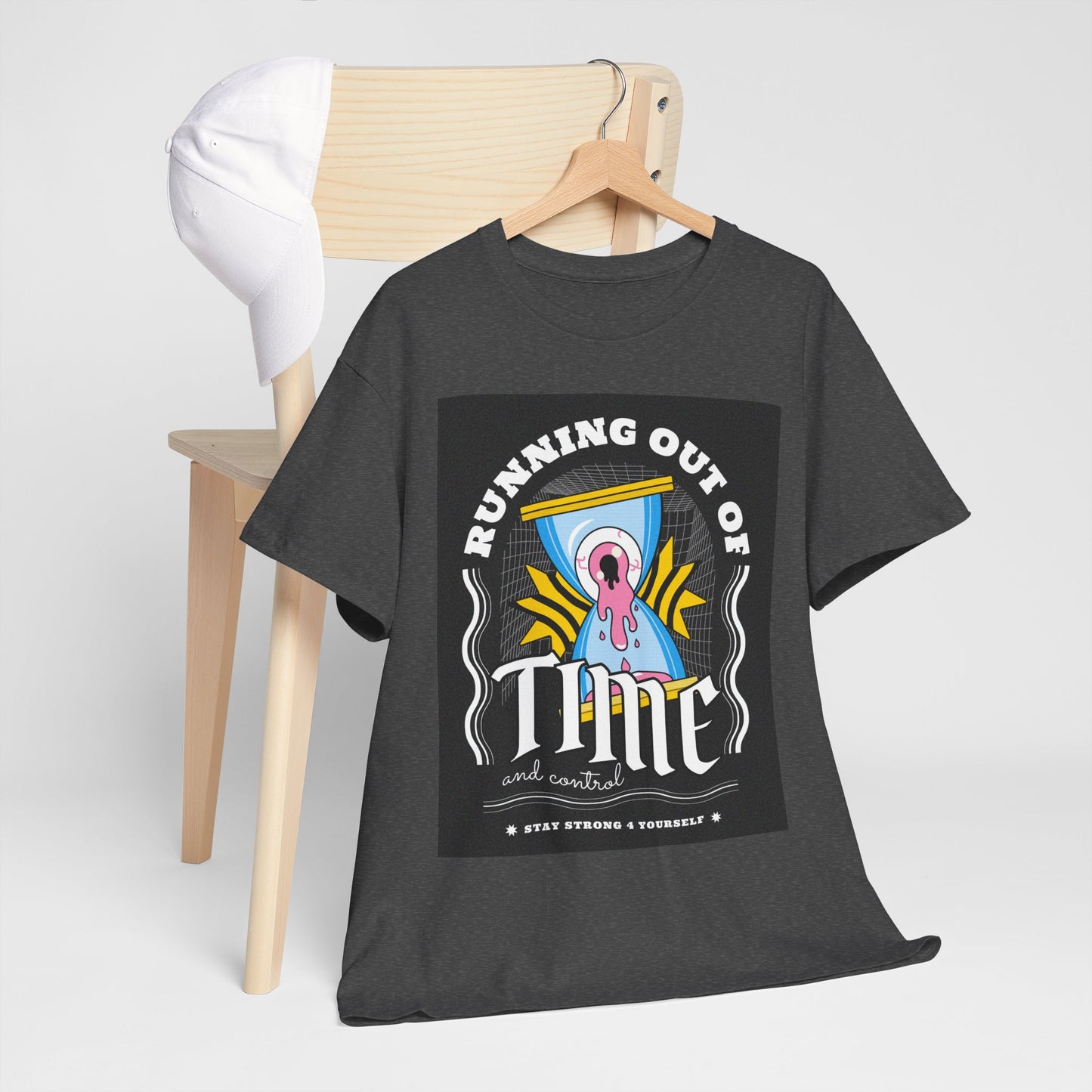 **Unisex Running Out of Time and Control Graphic T-Shirt - Hourglass Anxiety Tee**
